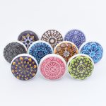 10 x Mandala Multicolour Round Ceramic Knobs