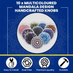 10 x Mandala Multicolour Round Ceramic Knobs - Image 2